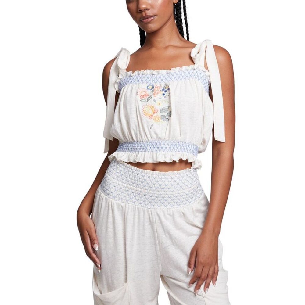 Chaser Cream Embroidered Tank Top